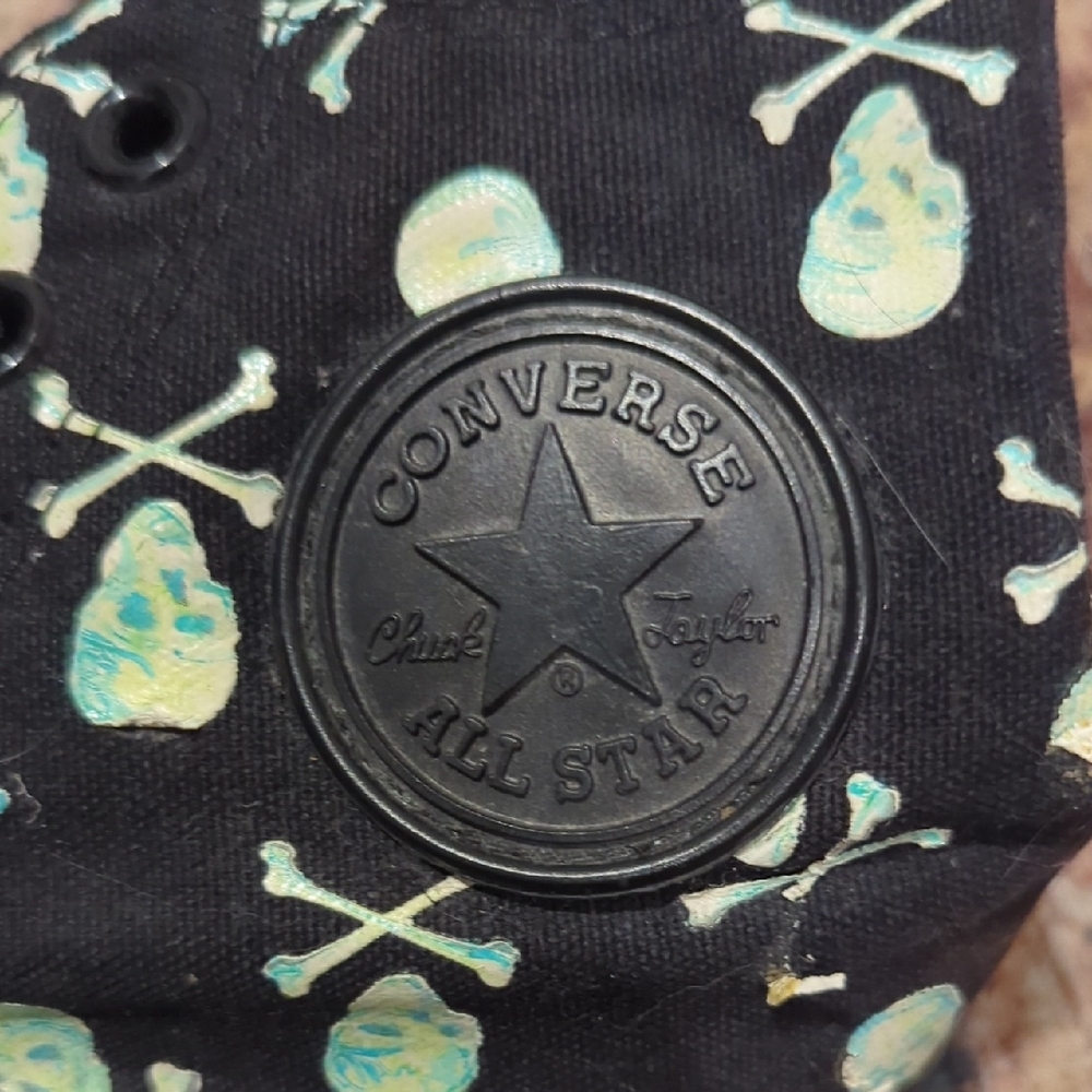 Vintage Converse Black and Green Glow In The Dark Skull Sneakers - Picture 3 of 9